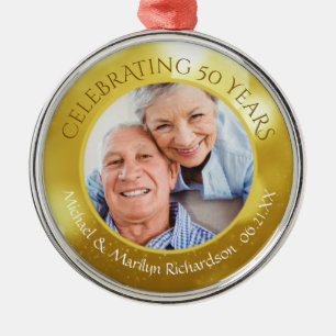 Golden Anniversary   50 Years Keepsake Photo Metal Ornament