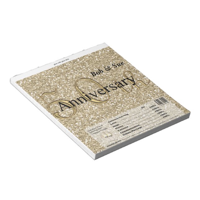 Golden Anniversary Candy Bar Wrapper Party Favour Notepad (Angled)