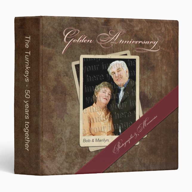 Golden Anniversary Custom Photograph Memory Binder (Front/Spine)