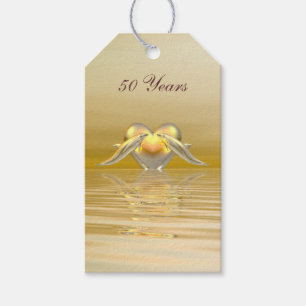 Golden Anniversary Dolphins and Heart Gift Tags