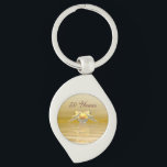 Golden Anniversary Dolphins and Heart Keychain<br><div class="desc">Keychain with my original image of two dolphins and a heart on shining waters. Customizable text says "50 Years".</div>