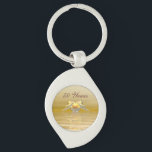 Golden Anniversary Dolphins and Heart Keychain<br><div class="desc">Keychain with my original image of two dolphins and a heart on shining waters. Customizable text says "50 Years".</div>