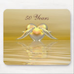 Golden Anniversary Dolphins and Heart Mouse Pad<br><div class="desc">Mousepad with my design of two dolphins and a golden heart on shining waters. Customizable text says "50 Years".</div>