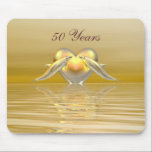 Golden Anniversary Dolphins and Heart Mouse Pad<br><div class="desc">Mousepad with my design of two dolphins and a golden heart on shining waters. Customizable text says "50 Years".</div>