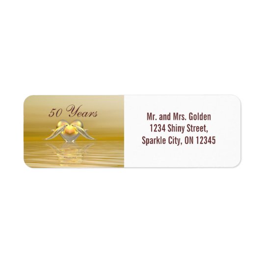 Golden Anniversary Dolphins and Heart Return Address Label