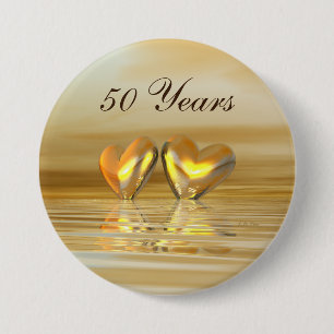 Golden Anniversary Hearts 3 Inch Round Button
