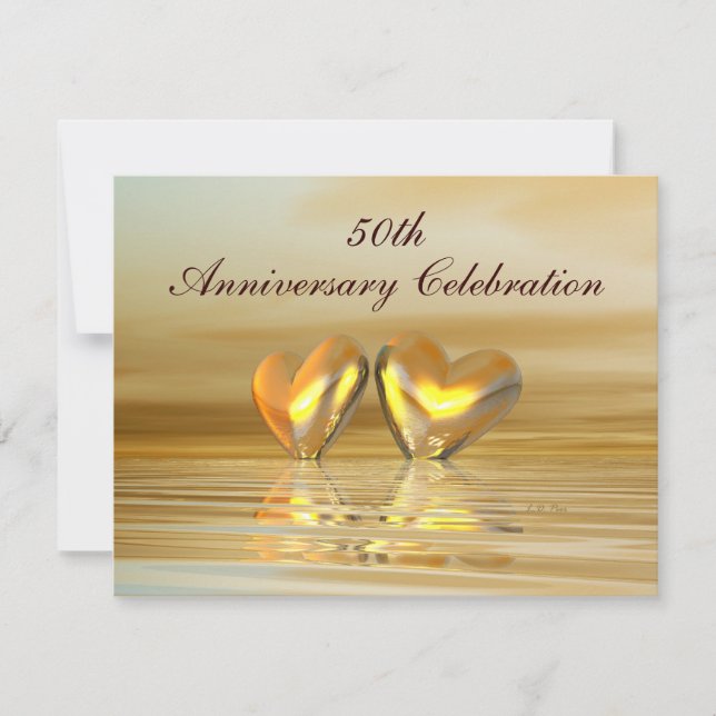 Golden Anniversary Hearts Invitation (Front)