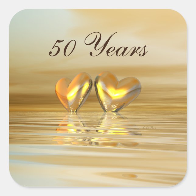 Golden Anniversary Hearts Square Sticker (Front)