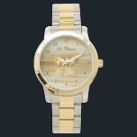 Golden Anniversary Hearts Watch<br><div class="desc">A practical and pretty Anniversary gift idea, this watch has my original design of gold-coloured hearts floating on water with changeable text that says "50 Years".</div>