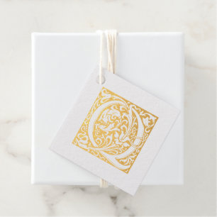 Golden Anniversary Illuminated Letter Q Monogram Favour Tags