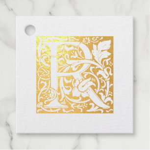 Golden Anniversary Illuminated Letter R Monogram Favour Tags