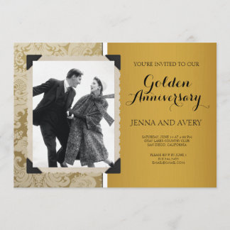Golden Anniversary Invitation Damask