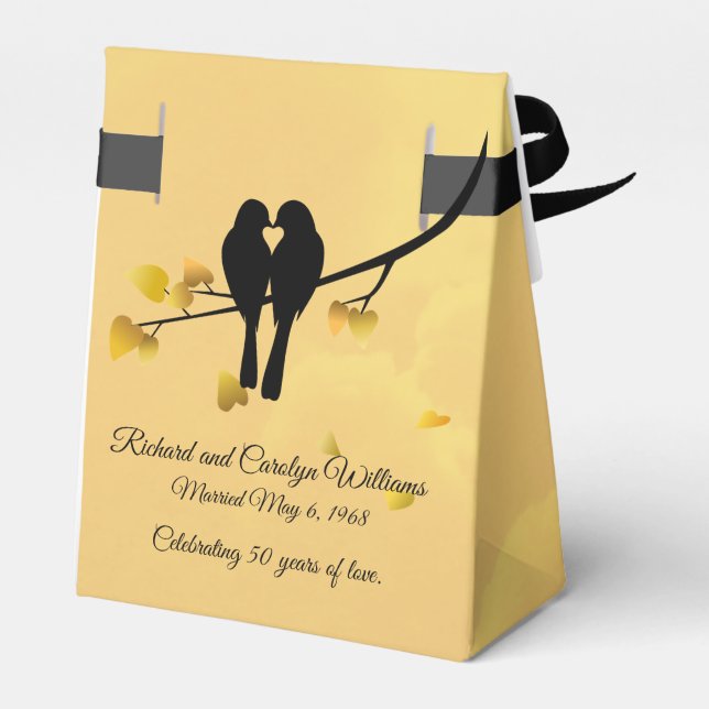 Golden Anniversary Lovebirds Favor Box (Back Side)