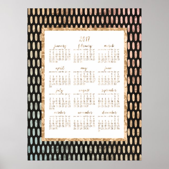 Golden Annuel 2017 Calendrier Poster Noir 18x24 (Devant)