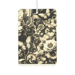 Golden Antique Floral with Butterflies Air Freshener
