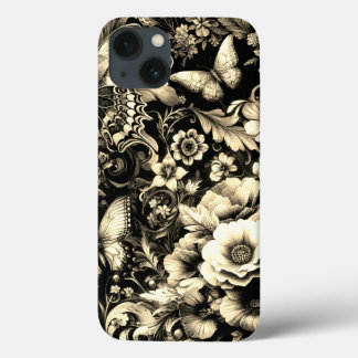 Golden Antique Floral with Butterflies iPhone 13 Case