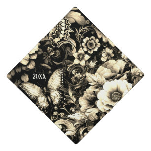  Golden Antique Floral with Butterflies Year Graduation Cap Topper