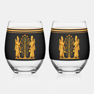 Golden Anunnaki Drinkware Set Stemless Wine Glass