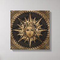 Golden Apollo Sun God on Greek Key Ornament