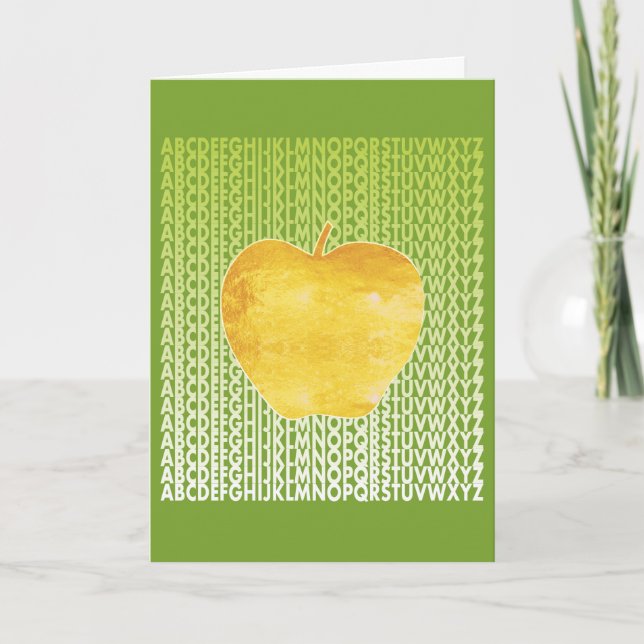 Golden Apple Alphabet Thank You Card (Front)