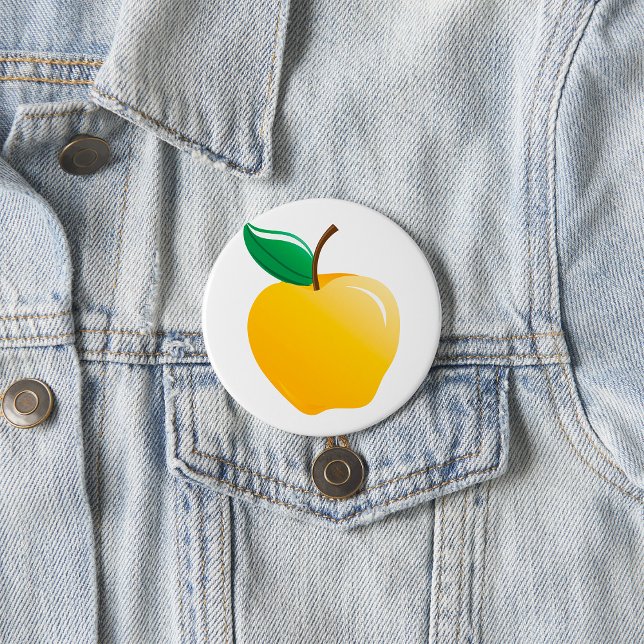 Golden Apple Bright Yellow Fruit 3 Inch Round Button (Creator Uploaded)