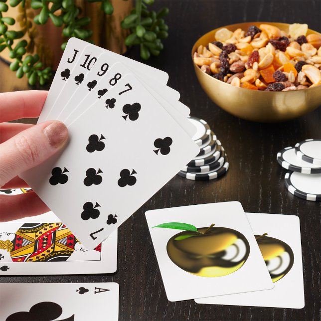 Golden Apple with Leaf Shiny Metallic Playing Cards (Creator Uploaded)