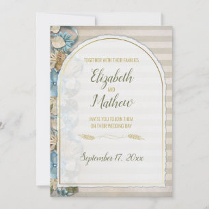 Golden Arch Boho Khaki Green Chinoiserie Stripe Invitation