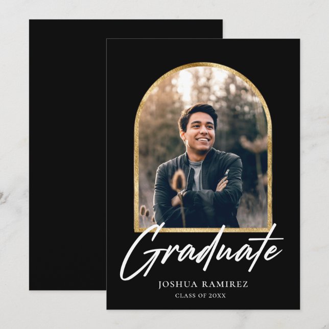 Golden Arch Photo Frame Graduation Announcement  (Front/Back)