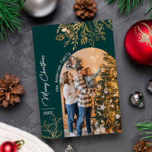 Golden Arch Photo Holiday Minimalist Christmas  Card