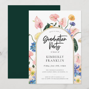 Golden Arch Summer Floral Graduation Party Invitat Invitation