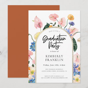 Golden Arch Summer Floral Graduation Party Invitat Invitation