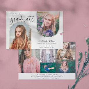 Golden Arches Multi Photo Calligraphy Graduation Invitation