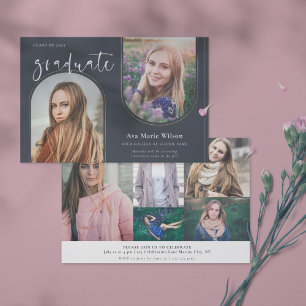 Golden Arches Multi Photo Calligraphy Graduation Invitation