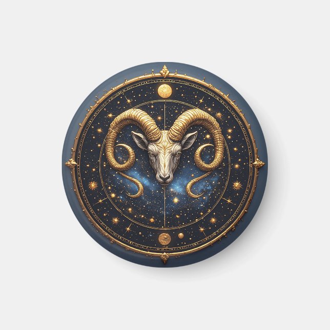 Golden Aries Zodiac Shield Magnet (Front)