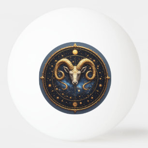 Golden Aries Zodiac Shield Ping Pong Ball