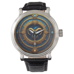Golden Aries Zodiac Shield Watch