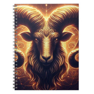 Golden Aries Zodiac Symbol Notebook
