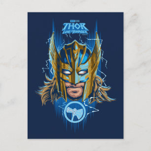 Golden Armor Thor Helmet Graphic Postcard