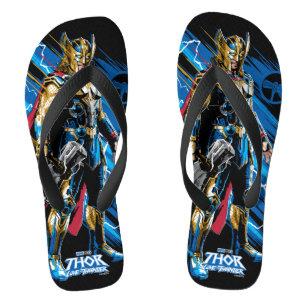 Golden Armour Thor Electric Character Graphic Flip Flops