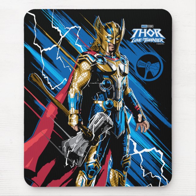 Golden Armour Thor Electric Character Graphic Mouse Pad (Front)