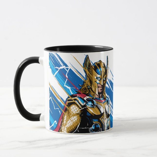 Golden Armour Thor Electric Character Graphic Mug (Left)
