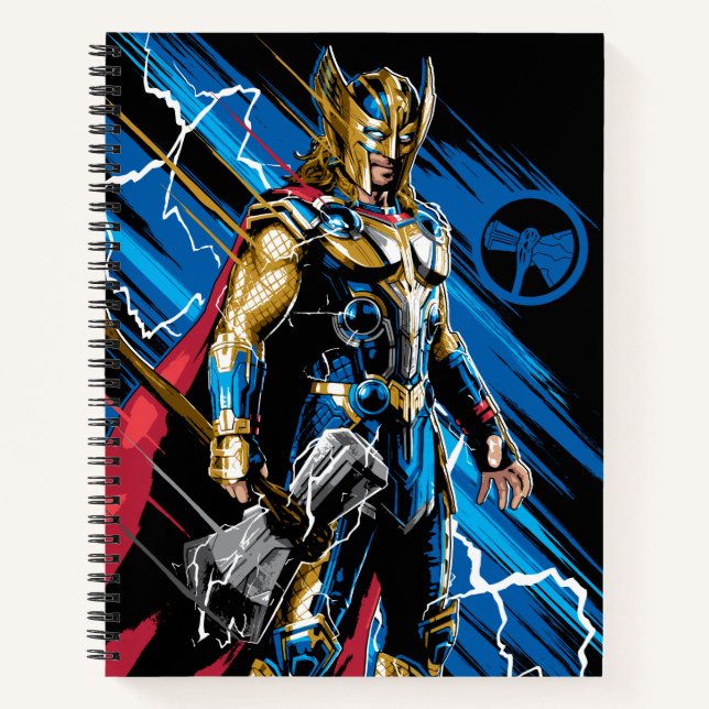 Golden Armour Thor Electric Character Graphic Notebook (Front)
