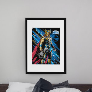 Golden Armour Thor Electric Character Graphic Poster