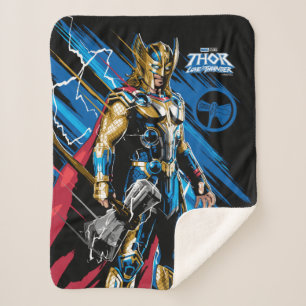 Golden Armour Thor Electric Character Graphic Sherpa Blanket