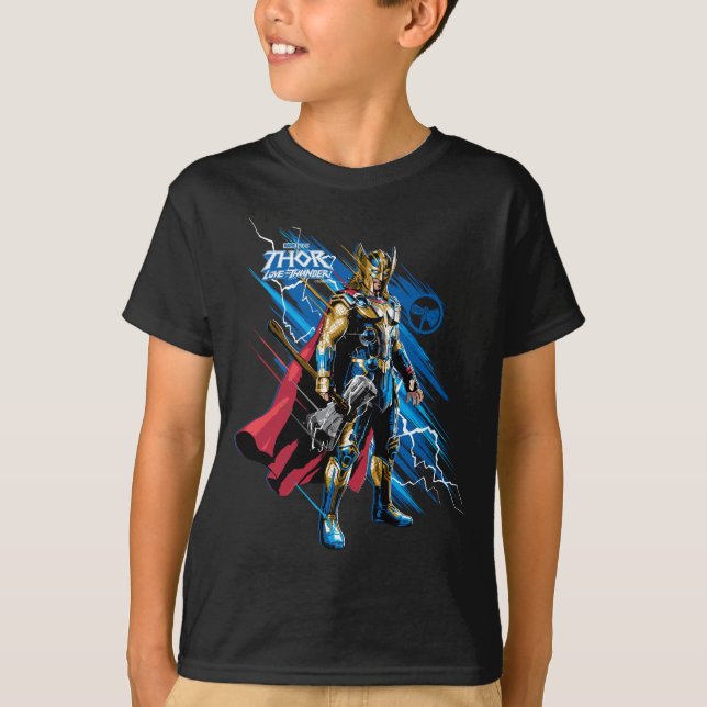 Golden Armour Thor Electric Character Graphic T-Shirt (Front)