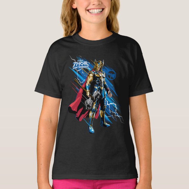 Golden Armour Thor Electric Character Graphic T-Shirt (Front)