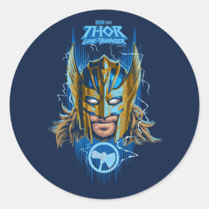 Golden Armour Thor Helmet Graphic Classic Round Sticker