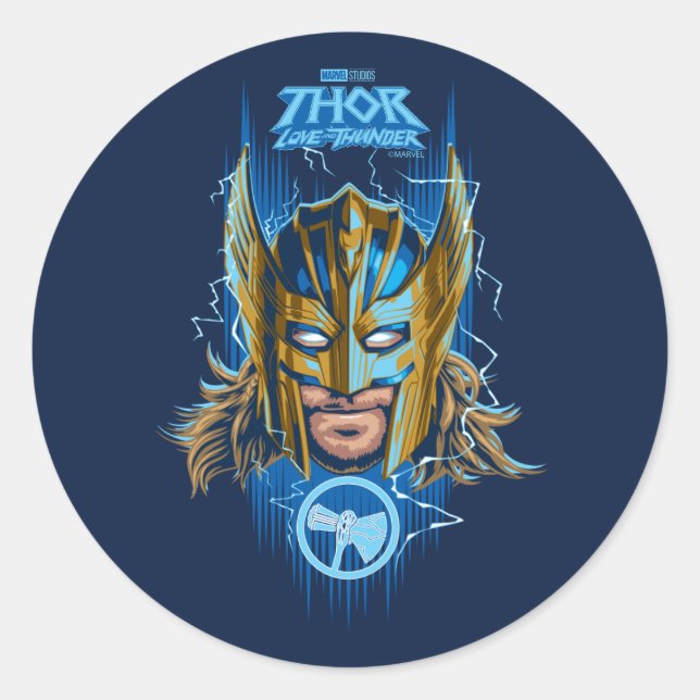 Golden Armour Thor Helmet Graphic Classic Round Sticker (Front)
