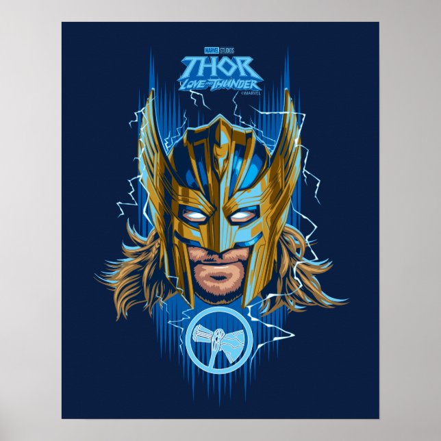Golden Armour Thor Helmet Graphic Poster (Front)