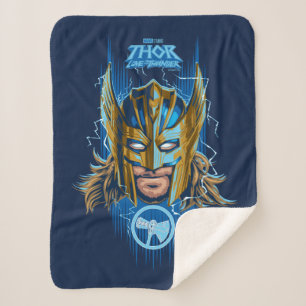 Golden Armour Thor Helmet Graphic Sherpa Blanket